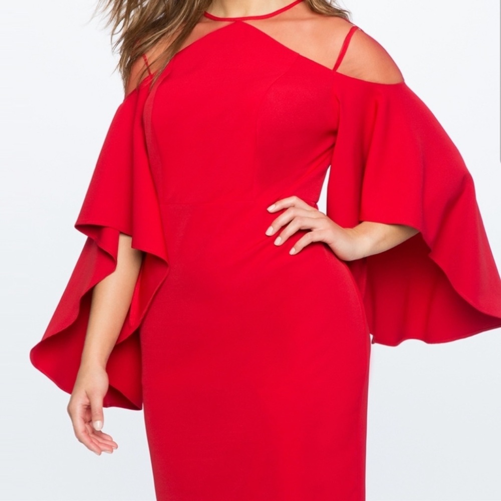 ELOQUII DRAMA SLEEVE DRESS WITH SHEER DETAIL SZ 20